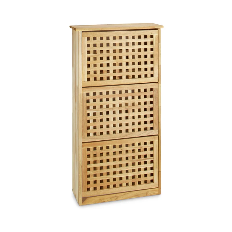 Meuble à chaussures haut pratique entrée 90 x 30 x 80 cm en bois noyer 13_0003286