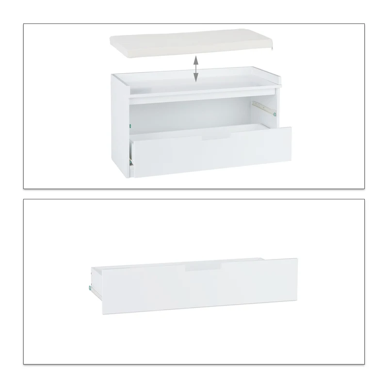 Banc commode moderne avec rembourrage 120 x 40 x 45 cm idéal rangement style maison de campagne en bois blanc 13_0004703