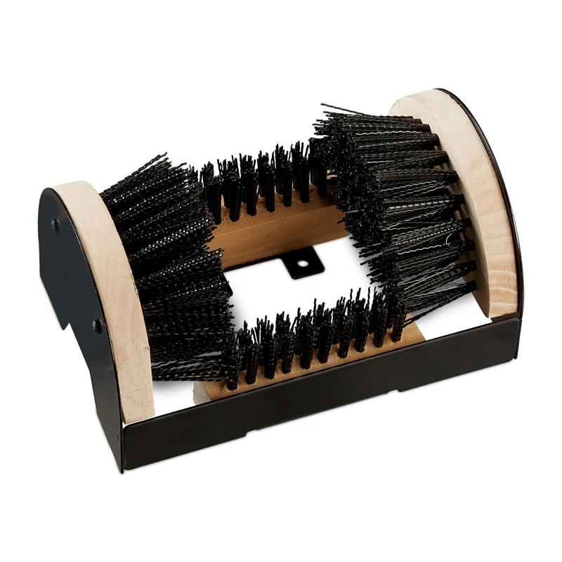 Paillasson avec brosses universelles nettoyage extérieur 11,5 x 23 x 15 cm en bois noir 13_0004635