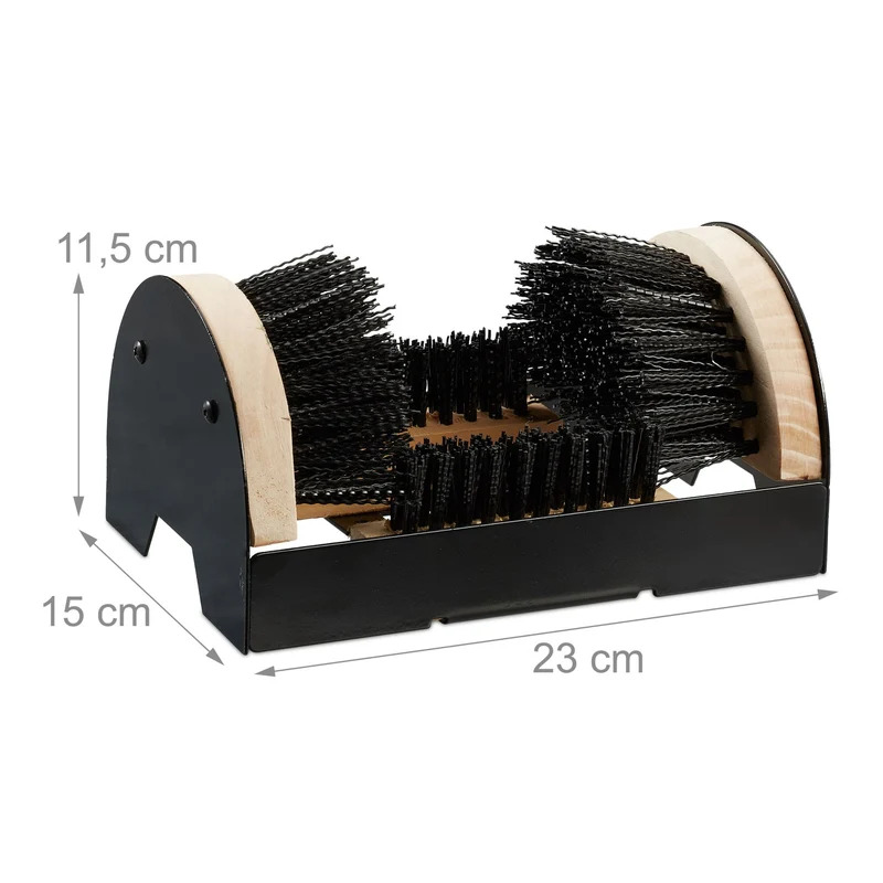 Paillasson avec brosses universelles nettoyage extérieur 11,5 x 23 x 15 cm en bois noir 13_0004635