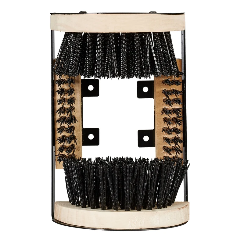 Paillasson avec brosses universelles nettoyage extérieur 11,5 x 23 x 15 cm en bois noir 13_0004635