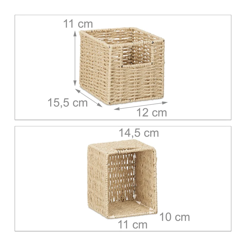 Etagère cube rangement avec paniers amovibles 16 x 61,5 x 18 cm design naturel pour salle de bain entrée en bois de noyer 13_0005884