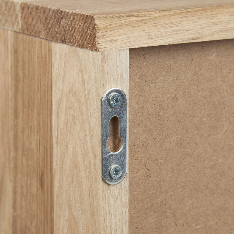 Etagère cube rangement avec paniers amovibles 16 x 61,5 x 18 cm design naturel pour salle de bain entrée en bois de noyer 13_0005884