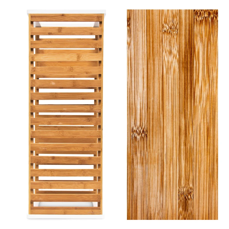 Étagère à chaussures moderne 2 étages 80 x 30 x 60 cm design scandinave finition mate en bambou naturel 13_0005124