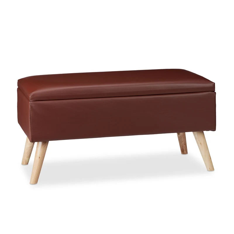 Banquette de rangement moderne assise confortable 40 x 80 x 39,5 cm en similicuir marron 13_0005516