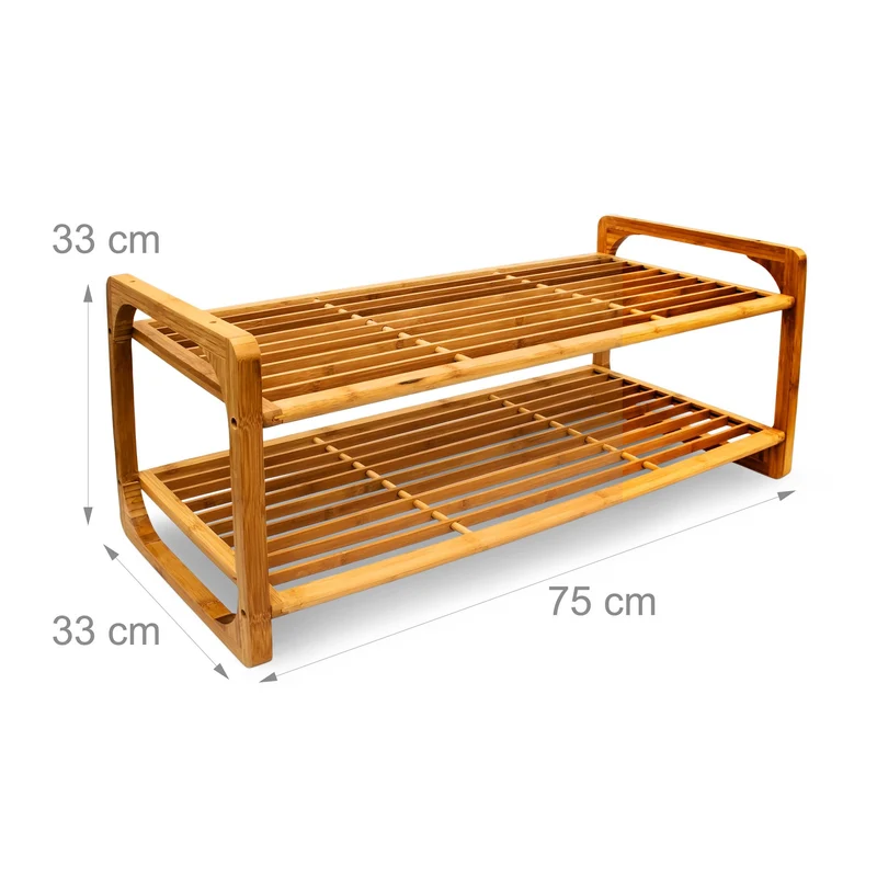Étagère à chaussures moderne rangement pour 6 paires 75 x 33 x 33 cm en bambou naturel 13_0005118