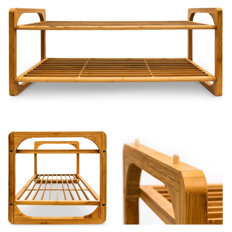 Étagère à chaussures moderne rangement pour 6 paires 75 x 33 x 33 cm en bambou naturel 13_0005118