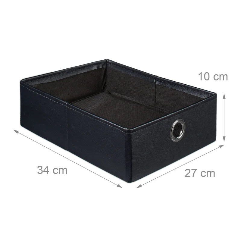 Tabouret de rangement pliant moderne avec 2 tiroirs 38 x 38 x 38 cm pratique et stable en similicuir noir 13_0005824