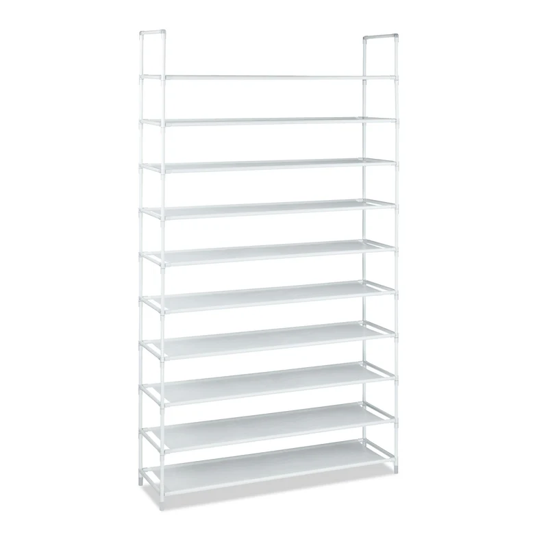 Étagère à chaussures pratique minimaliste couloir 175,5 x 100 x 29 cm en acier gris 13_0005158