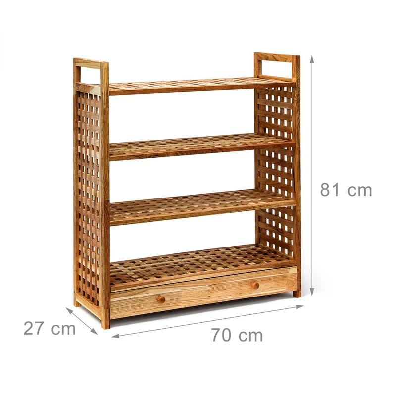 Étagère à chaussures rustique pour entrée 80 x 30 x 100 cm avec tiroir pratique ambiance cosy en bois clair 13_0005186