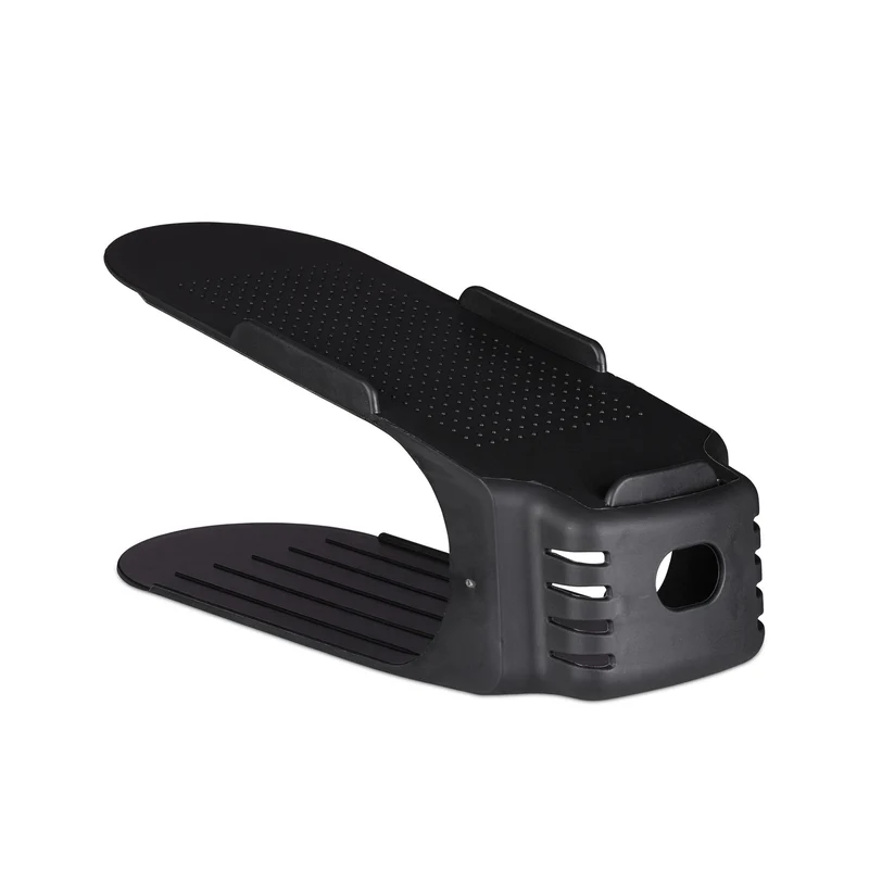 Lot de 12 supports pour chaussures rangement pratique 12 x 10 x 27 cm en PP noir 13_0005501