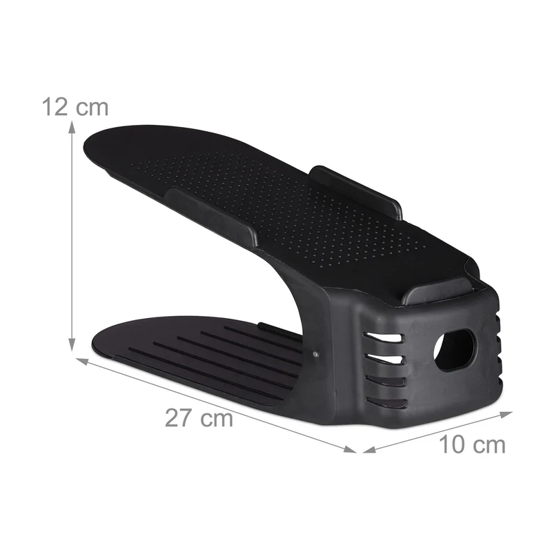 Lot de 12 supports pour chaussures rangement pratique 12 x 10 x 27 cm en PP noir 13_0005501