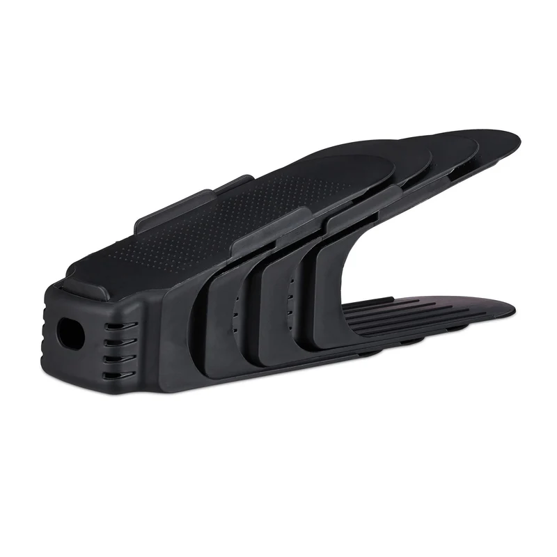 Lot de 12 supports pour chaussures rangement pratique 12 x 10 x 27 cm en PP noir 13_0005501