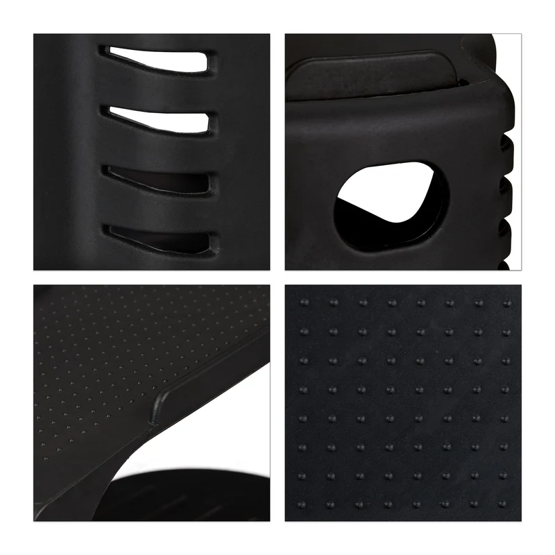 Lot de 12 supports pour chaussures rangement pratique 12 x 10 x 27 cm en PP noir 13_0005501