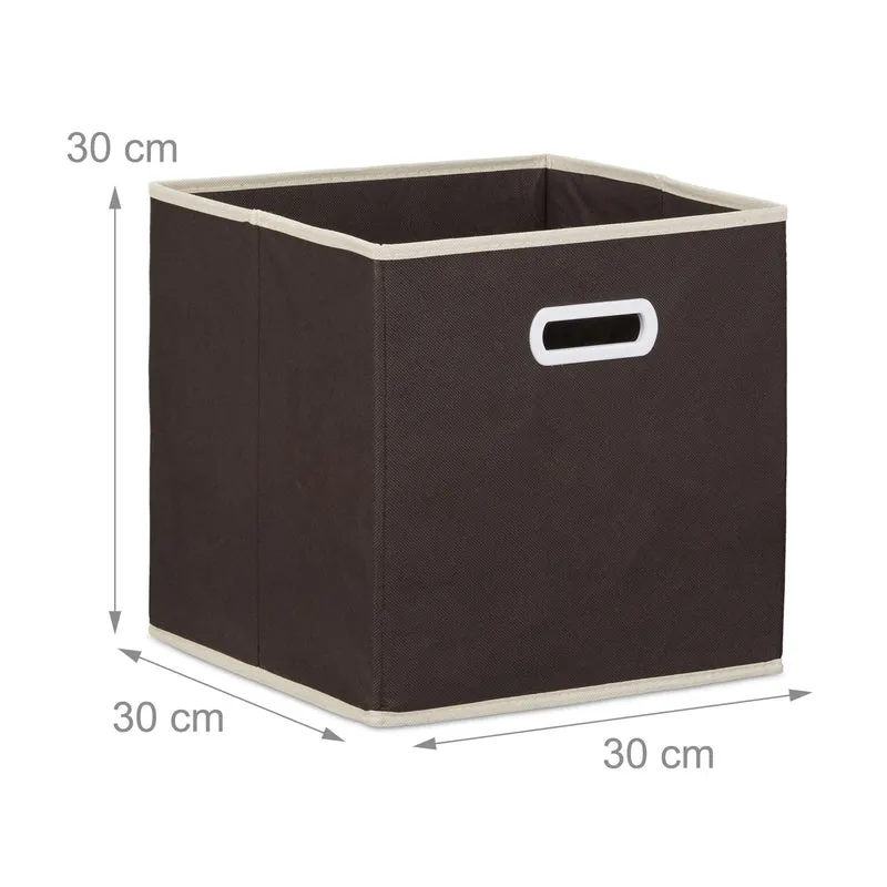 Lot de 2 boîtes de rangement pliables 30 x 30 x 30 cm capacité 25 litres en tissu beige 13_0005878