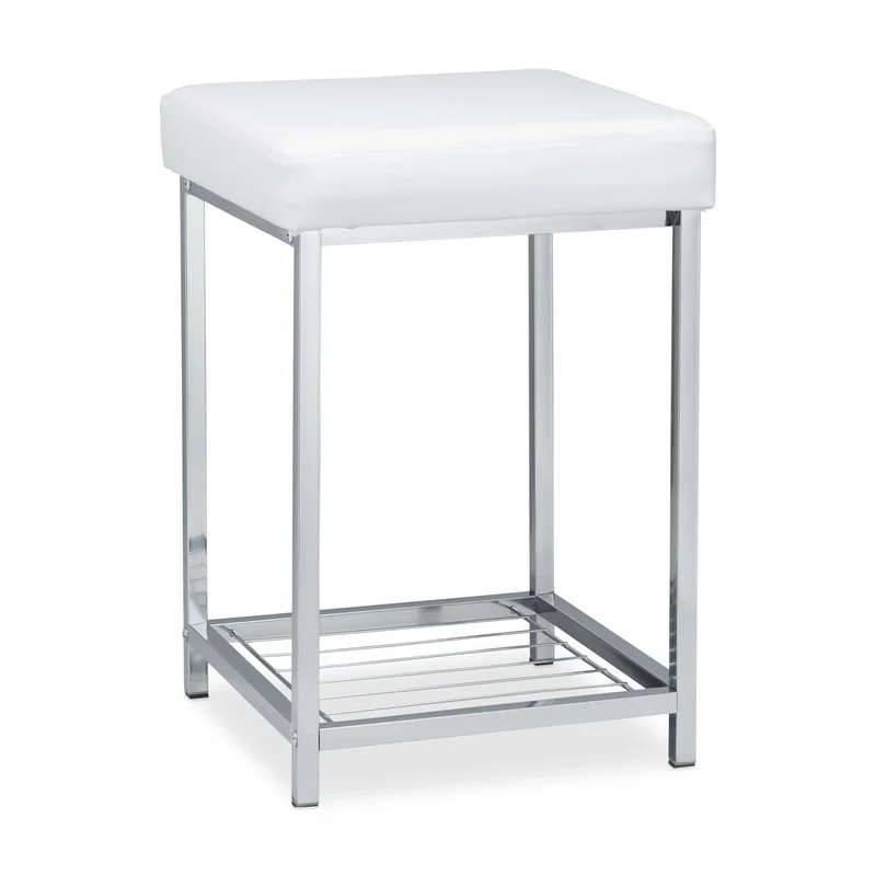 Tabouret d'appoint rembourré pratique 47 x 33 x 33 cm idéal comme repose-pieds design moderne en simili cuir blanc 13_0004411