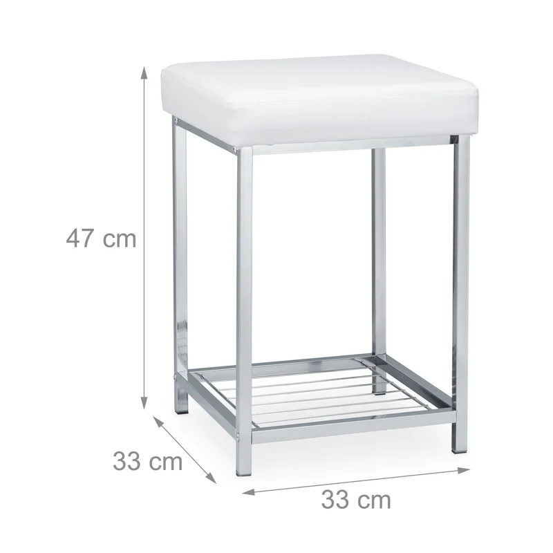 Tabouret d'appoint rembourré pratique 47 x 33 x 33 cm idéal comme repose-pieds design moderne en simili cuir blanc 13_0004411