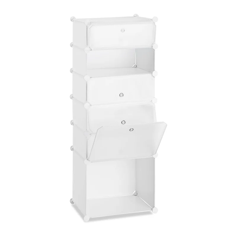 Meuble à chaussures étroit modulable 126 x 49 x 36,5 cm 6 casiers rangement facile en plastique blanc 13_0005470