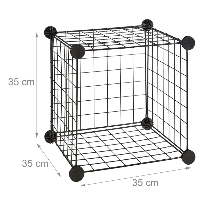 Étagère modulable industrielle 6 compartiments 96 x 96 x 32 cm gain de place design contemporain en métal noir 13_0005462