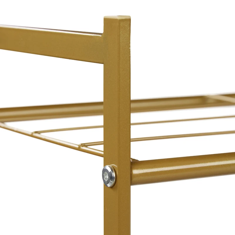 Meuble à chaussures 2 étages rangement pratique couloir 33,5 x 69,5 x 26 cm en acier doré 13_0005862