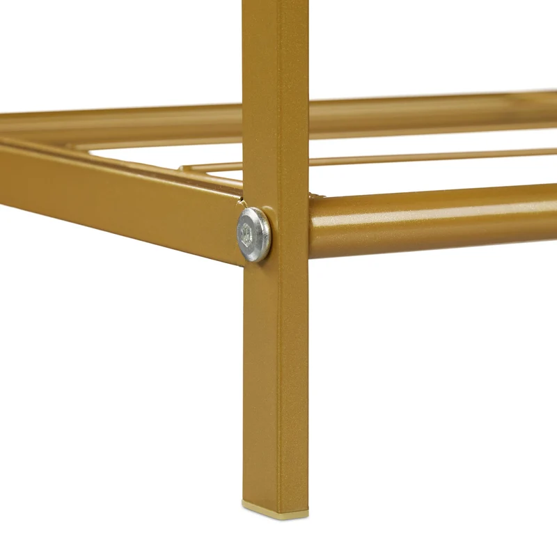 Meuble à chaussures 2 étages rangement pratique couloir 33,5 x 69,5 x 26 cm en acier doré 13_0005862
