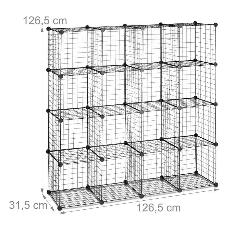 Étagère modulable en métal 126,5 x 126,5 x 31,5 cm pour livres et rangement style industriel en noir 13_0005465