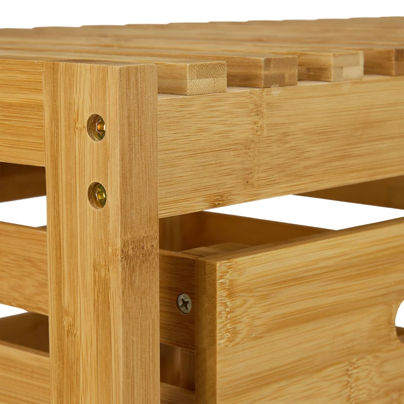 Banc à chaussures de rangement pratique 80 x 30 x 45 cm pour entrée salle de bains chambre en bambou naturel 13_0004718