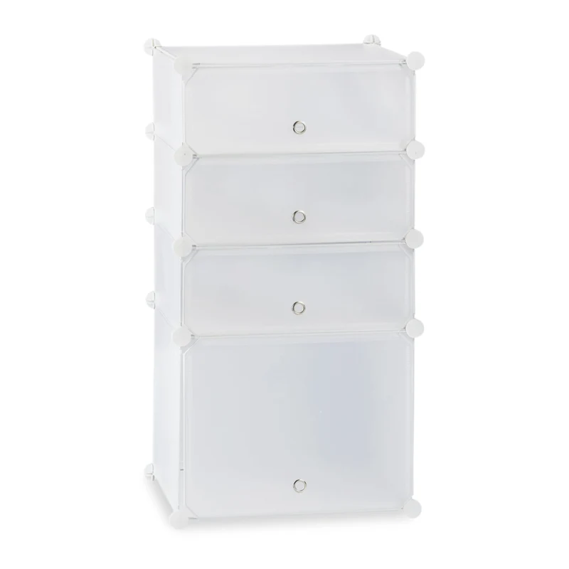 Meuble à chaussures étroit 91 x 49 x 36,5 cm 4 casiers modulables rangement pratique en plastique blanc 13_0005468