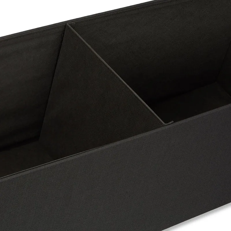 Pouf de rangement pliant assise rembourrée 38 x 114 x 38 cm pour salon chambre en lin noir 13_0005138