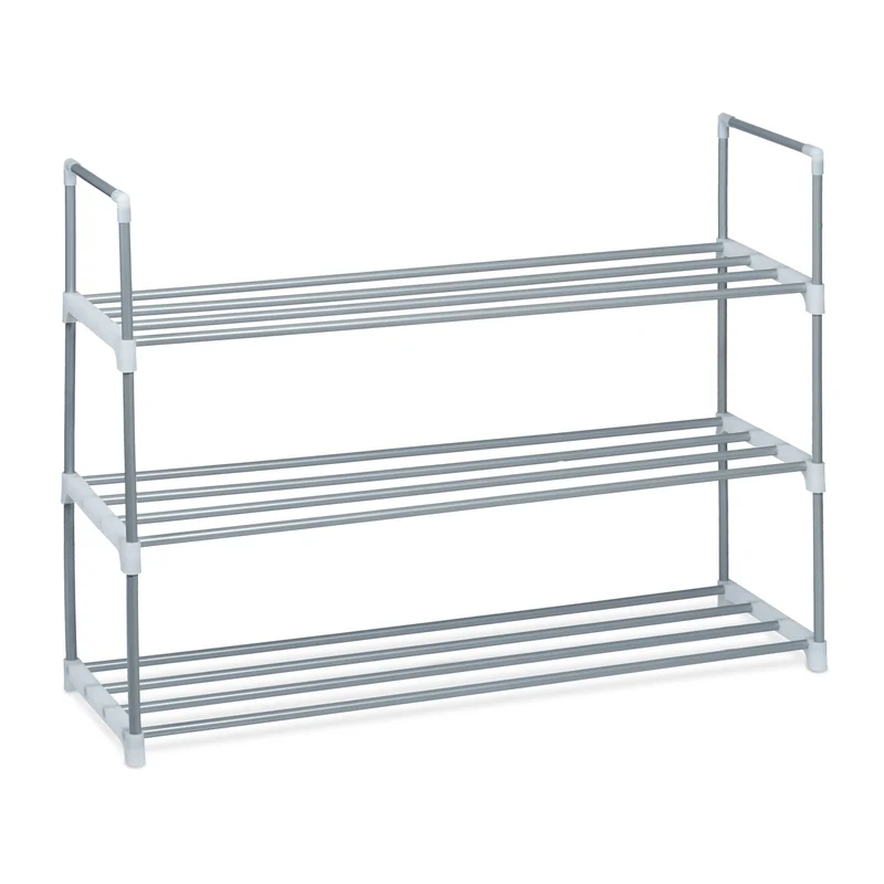Lot de 3 meubles à chaussures minimalistes pour entrée 70 x 90 x 31 cm en métal argenté 13_0005846