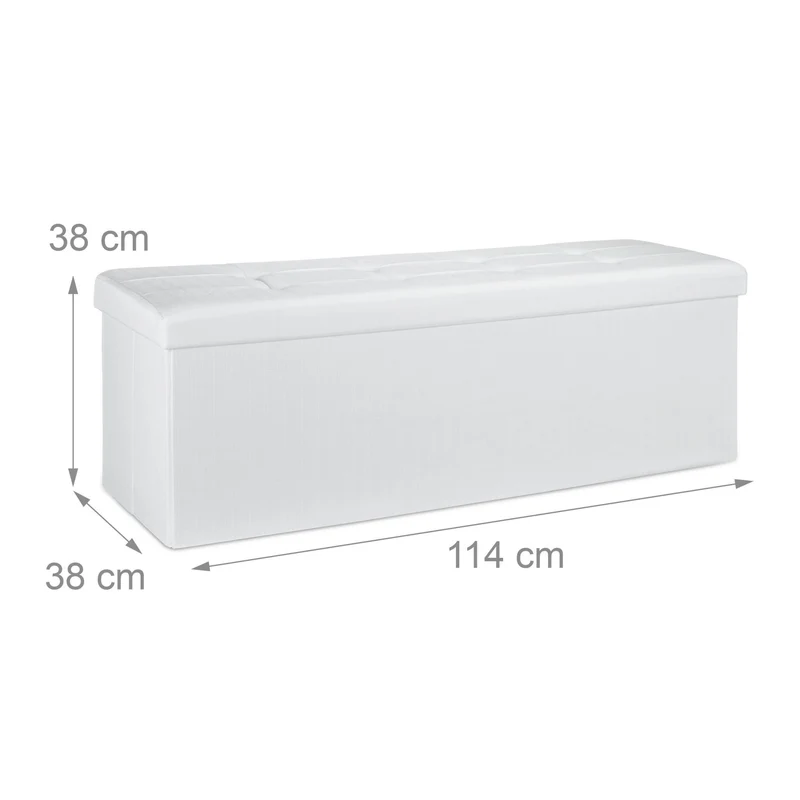 Pouf de rangement pliant assise rembourrée 38 x 114 x 38 cm en lin gris 13_0005139
