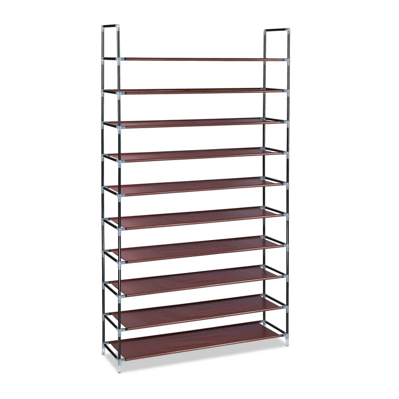 Étagère à chaussures pratique 175,5 x 100 x 29 cm 10 étages pour 50 paires style minimaliste en acier noir 13_0005159