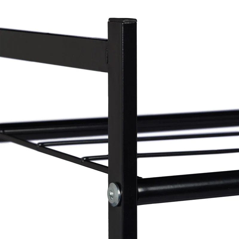 Meuble à chaussures 2 étages couloir rangement stable 33,5 x 69,5 x 26 cm en acier noir 13_0005858