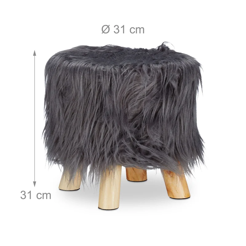 Tabouret rond déco assise confortable 31 x 31 cm ambiance cosy style moderne en polyester blanc 13_0006915