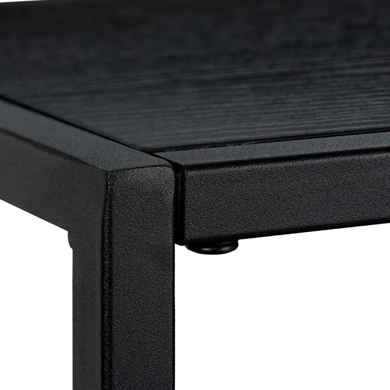 Console étroite moderne 2 étages rangement déco 120 x 30 x 75 cm en bois laqué noir 13_0006393