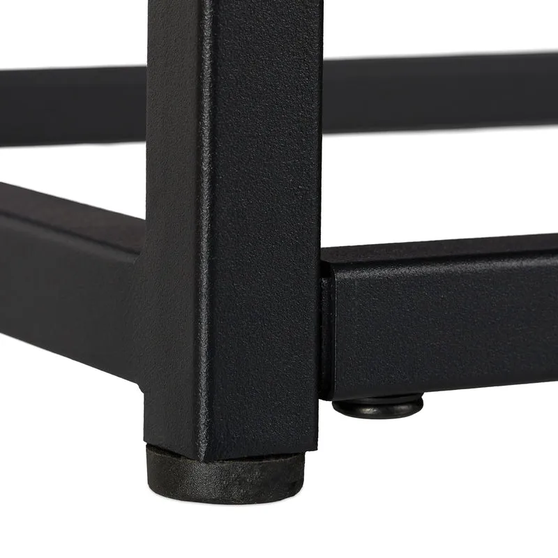 Console étroite moderne 2 étages rangement déco 120 x 30 x 75 cm en bois laqué noir 13_0006393