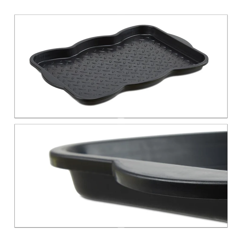 Plateau égouttoir polyvalent pratique pour chaussures 3 x 49 x 35 cm en plastique noir 13_0006803