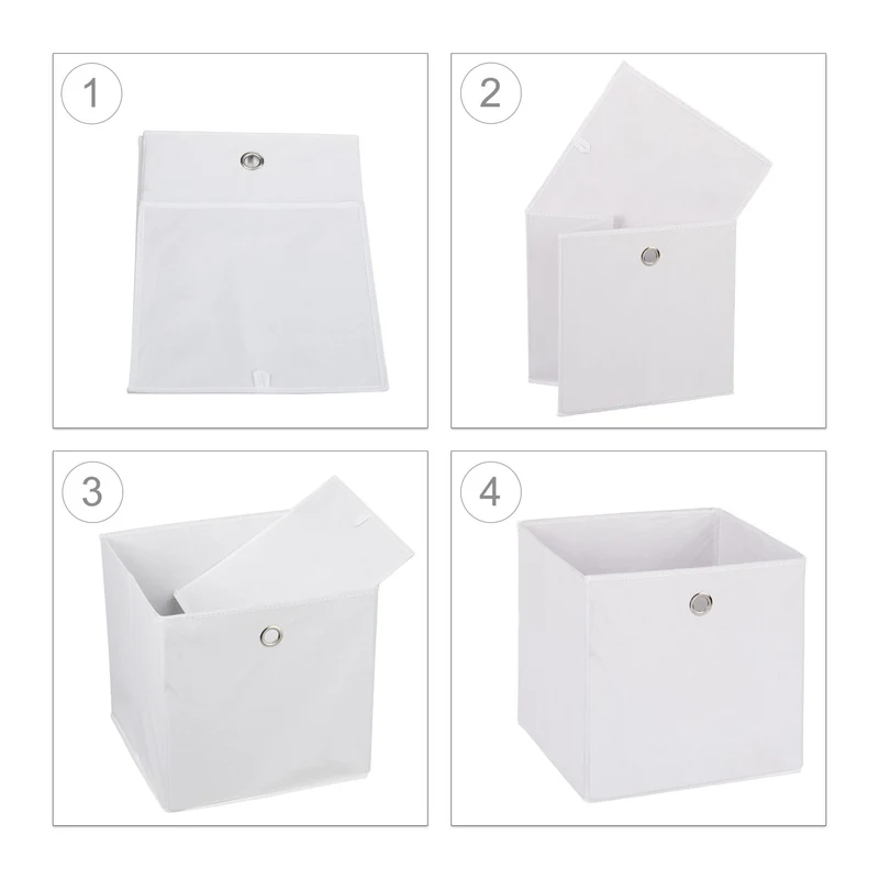 Lot de 2 boîtes de rangement pliables pratiques 30 x 30 x 30 cm en tissu gris 13_0006425