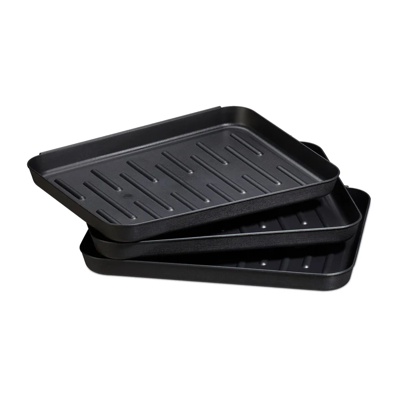 Lot de 3 bacs à chaussures empilables pour séchage rapide couloir voiture 3 x 35 x 27 cm en plastique noir 13_0006420