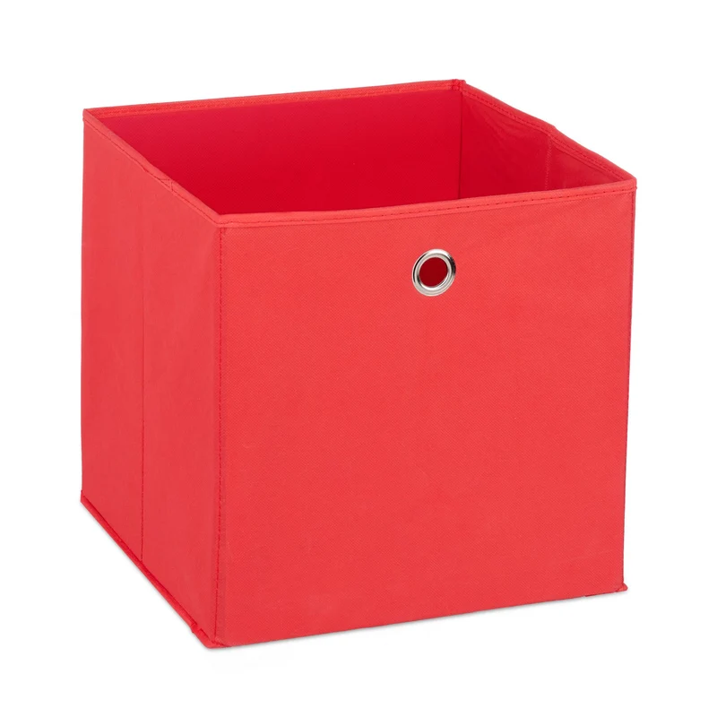 Lot de 2 boîtes de rangement pliables pratiques 30 x 30 x 30 cm pour vêtements et jouets en polyester rouge 13_0006424