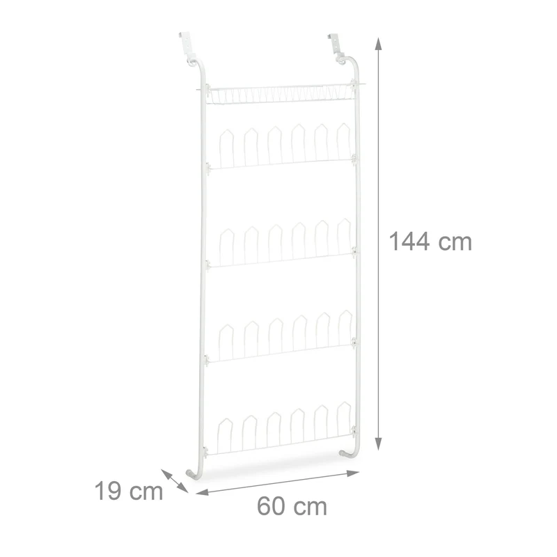 Range-chaussures suspendu moderne 4 niveaux 80 x 20 x 60 cm pratique gain de place en plastique noir 13_0006873