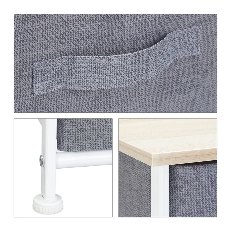 Étagère de rangement moderne avec tiroirs pliables 95 x 45 x 30 cm pratique design épuré en acier blanc 13_0006840