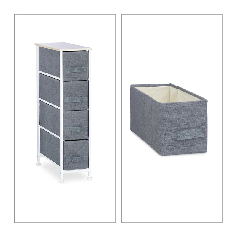 Étagère de rangement moderne avec tiroirs pliables 95 x 45 x 30 cm pratique design épuré en acier blanc 13_0006840