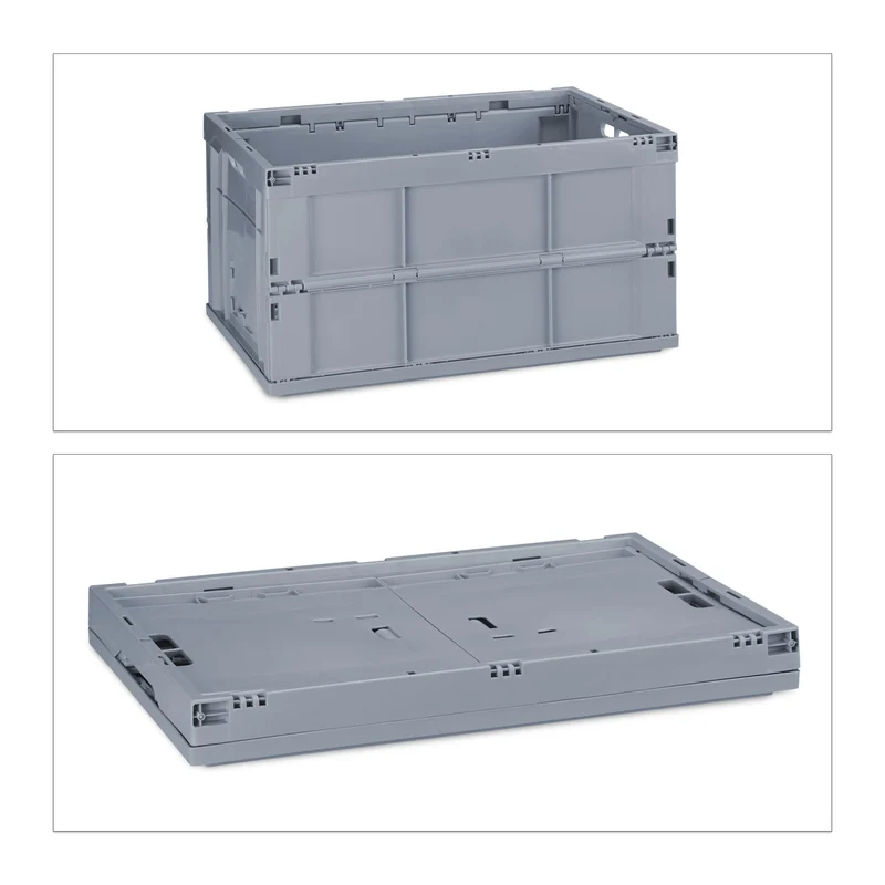 Boîte de rangement pliable empilable 31,5 x 58,5 x 40 cm capacité 60 litres en polypropylène noir 13_0006030