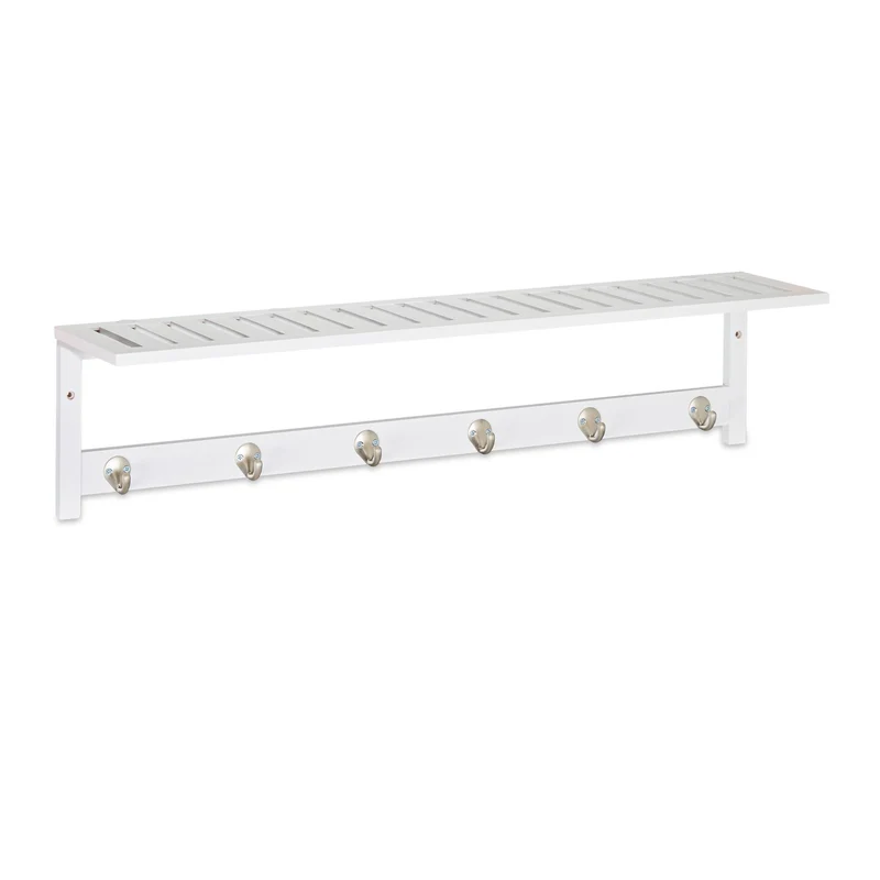 Garde-robe mural étroit décoratif style campagnard 80 x 20 x 10 cm en bambou blanc 13_0008441