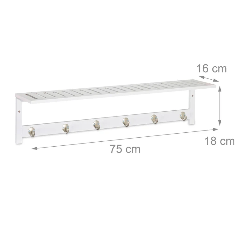 Garde-robe mural étroit décoratif style campagnard 80 x 20 x 10 cm en bambou blanc 13_0008441