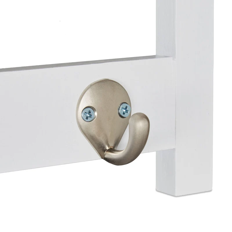 Garde-robe mural étroit décoratif style campagnard 80 x 20 x 10 cm en bambou blanc 13_0008441