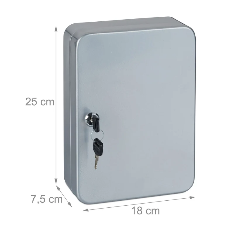 Armoire à clés murale pratique 25 x 18 x 7,5 cm avec 48 crochets étiquettes en fer gris 13_0006271