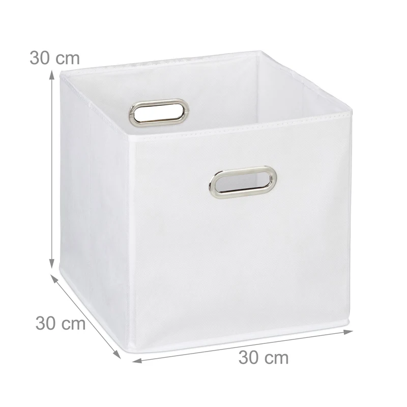 Lot de 2 boîtes de rangement pliables pratiques pour linge jouets salle de bain 30 x 30 x 30 cm en polyester blanc 13_0007599