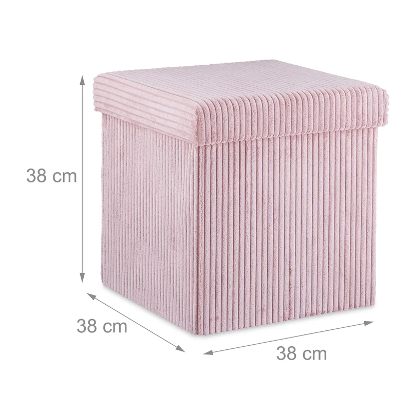 Cube rangement pliable pratique 38 x 38 x 38 cm assise confortable design contemporain en velours noir 13_0008792